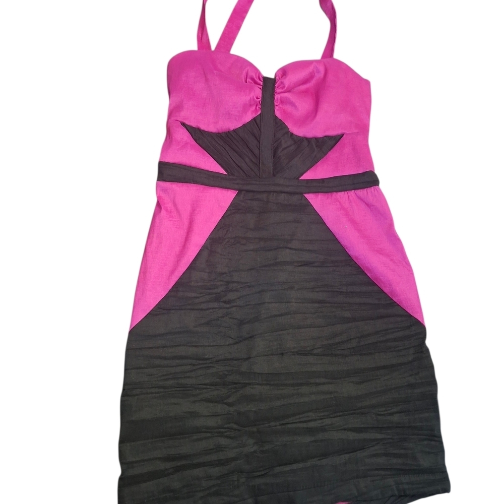 Wishes Pink and Black Halter Dress